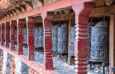 Buddhist Prayer wheels along the famous Annapunra Circuit Hike